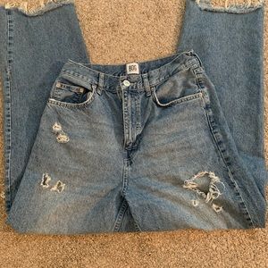 BDG Distressed dark wash high-rise baggy jeans